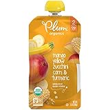 Plum Organics Stage 2 Eat Your Colors Yellow, Organic Baby Food, Mango, Yellow Zucchini, Corn and Turmeric, 3.5 ounce pouch (Pack of 6)