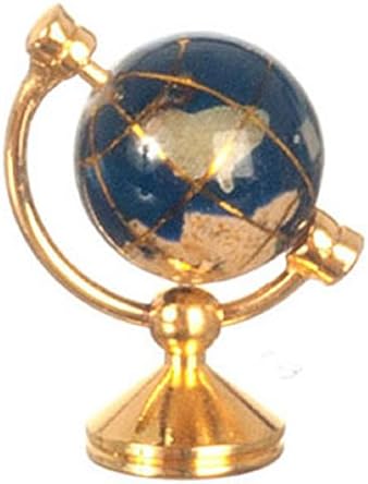 Dollhouse Miniature Blue Globe w/Gold Stand
