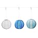 3 Blue Solar Hanging Nylon Lanterns, 12
