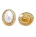 Sparkly Bride Clip On Earrings Simulated Pearl Oval Greek Key Gold Plated Women Fashion