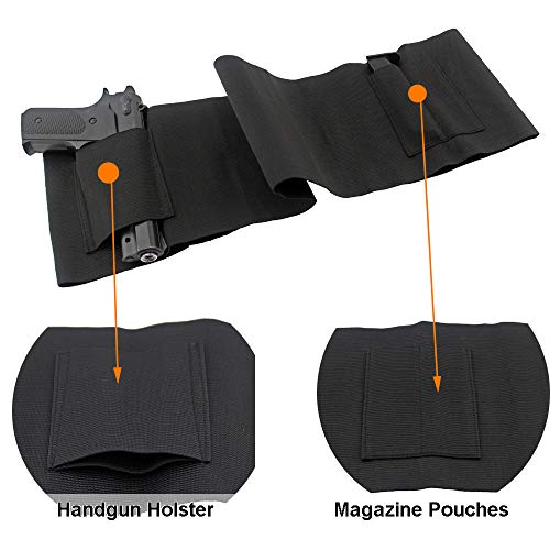 Depring Belly Band Holster for Concealed Carry Elastic Abdominal Slim Wrap Concealment Handgun Holster with 2 Magazine Pouches for Right and Left Hand Draw - Thumbnail 3