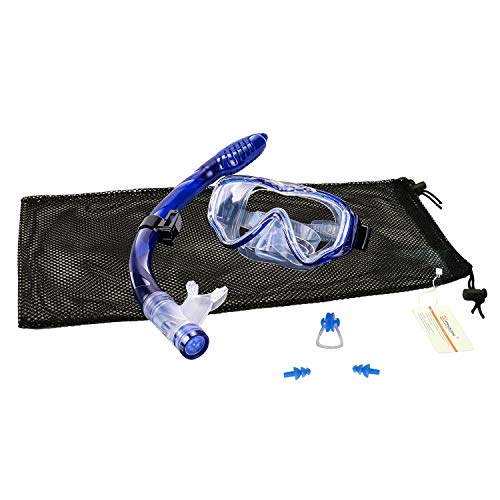 image for UPhitnis Kids Seaview Snorkel Set - Dry Top Snorkel Mask with Big Eyes