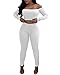 Dreamparis Women's 2 Piece Outfits Ribbed Off Shoulder Crop Top + Skinny Pants Sets
