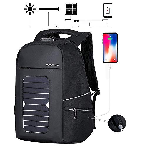 Eshow Solar Charger Laptop Backpack with USB Charging Port Anti-theft for Travel Business and School Fits 15.6'' Laptop Large Capacity Thoughtful Compartment Design