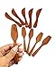 Saoneer Handmade Natural Wood Small Knife and Spatula Wooden Kitchen Tool Bread, Bakery, Cake, Jam, Butter Spreader Set of 10 (Natural Red Wood)