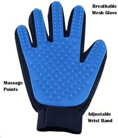 Pet Hair Grooming Glove - Gentle Pet Grooming Glove Brush - Shedding Glove - Massage Glove with Five Finger Design - Perfect for Dogs, Cats, Horses &amp; Rabbits (Right Hand)