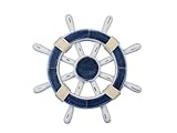 Hampton Nautical Rustic Dark Blue and White Ship Wheel, 12