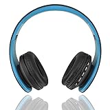 Fetta Wireless Foldable Over Ear Bluetooth Headphones with Mic Headsets with 3.5 MM Audio Cable for Sports Stereo Earphones for Bluetooth Enabled Devices (Blue)