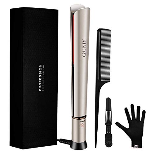 Flat Iron Hair Straightener, ATMOKO 2 in 1 Ceramic Tourmaline Flat Iron Straightener and Curler for All Hair Types, 15S Heats Up & Adjustable Temperature (250-450F)