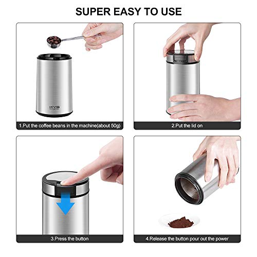 KYG 200W Elektrische Kaffeemühle für Kaffeesamen, Leinsamen, Gewürze, Nüsse, Kaffeemühle mit Edelstahlklingen – Bild 4