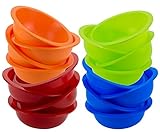 DecorRack Set of 16 Cereal Bowls, Soup Bowl for Salad, Fruit, Dessert, Snack, Small Serving and Mixing Bowls, - BPA Free - Plastic, Shatter Proof and Unbreakable, Assorted Colors, 28 oz (Set of 16)
