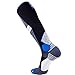 Pure Athlete Compression Ski Socks Merino Wool – Thermal Warm Socks for Skiing, Snowboarding, OTC (1 Pair - Black/Blue, Large)