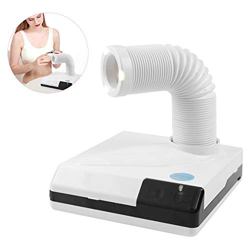 Nail Dust Collector, 60W Strong Power Table Nail Vacuum Cleaner Suction Extractor Retractable Elbow Design Fan Manicure Pedicure Machine(White)