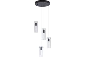 BESTWEST Black Pendant Light, Modern Pendant Light Kitchen Island Pendant Light Fixtures, Modern Island Light with Bubble for Kitchen, Dimmable Kitchen Chandelier Light Fixture (20W, 4-Light)