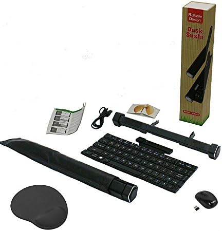 Wireless Performance Combo, Desk Sushi Foldable Bluetooth Speaker Keyboard and Microphone, wireless USB Mouse and Gel Mouse Pad with wrist rest Office Best Travel Gift Set for PC, ipad, Google Androi
