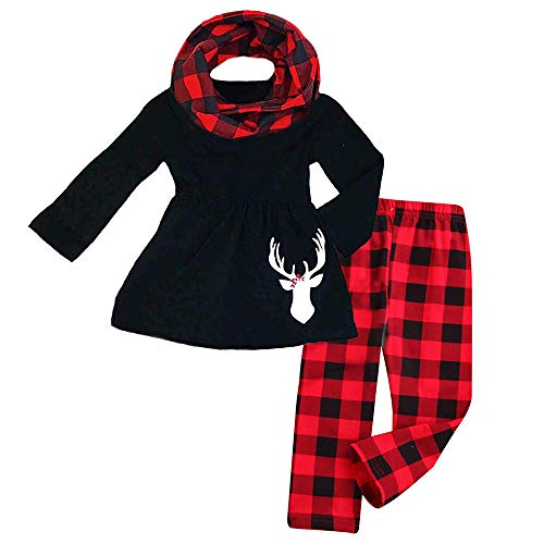 3Pcs Toddler Baby Girl Long Sleeve Reindeer T-Shirt