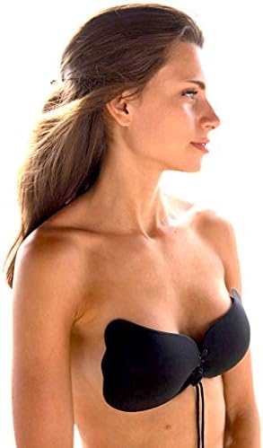 Girly Necessities Strapless Adhesive Silicone Bra For Women (A, Black)