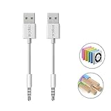 coopsion iPod Shuffle Cable, 3.5mm Jack/Plug to USB USB Power Charger Sync Data Transfer Cable for iPod Shuffle 3rd 4th 5th MP3/MP4 (2 Pack)