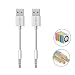 coopsion iPod Shuffle Cable, 3.5mm Jack/Plug to USB USB Power Charger Sync Data Transfer Cable for iPod Shuffle 3rd 4th 5th MP3/MP4 (2 Pack)