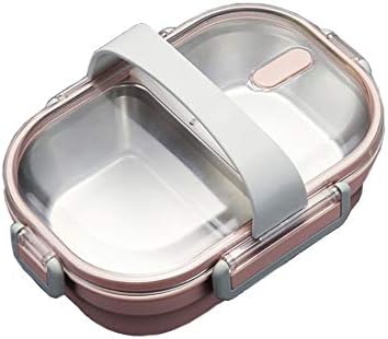 Bento Lunch Box Leakproof Food Grade Stainless Steel Double Insulated Asian Japanese Bento Box 700ML/24Oz by CHOEES(Ⅱ Pink)
