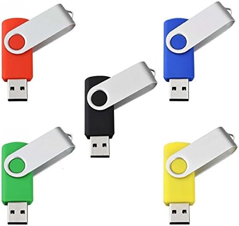 USB Home Flash Drive, (Bulk 5 Pack) High Speed 16 GB USB 2.0 Flash Memory Stick, Mixed Color(Red, Blue, Black, Green and Yellow)