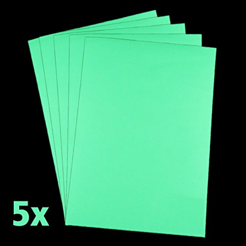 Premium luminous Glow in the Dark paper 5 sheets of luminescent printer paper (A4