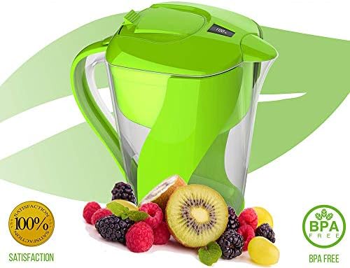 Premium Alkaline Water Filter Pitcher By PureGreen | 3,5L Water Ionizer, Filters Fluoride, Lead & Bacteria | 6 Layer Filtering System Cartridge For Healthy, Clean & Toxin-Free Mineralized Water