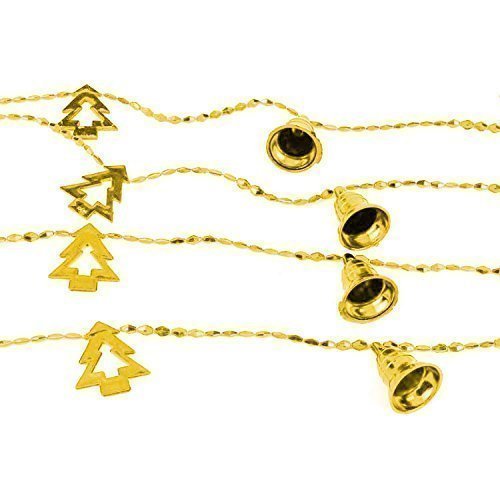 Robelli 2m Christmas Tree Bell String Rope Ornaments Decoration (Gold, Silver or Red) (Gold)