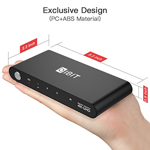 HDMI Switch 2.0, IBIT Smart 3 Port HDMI v2.0 Switcher Support 4K@60Hz UHD HDR Full 3D &HDCP 2.2 with IR Remote Control