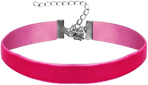 MUHU Pink Velvet Choker Necklace for Women Classic Style Gothic Tattoo Henna Necklace(N0004-P00)