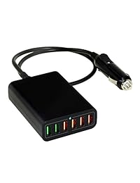 Cargador de coche USB, hotn 96 W coche de 6 puertos HUB de carga estación con 4port Quick Charge QC 3.0 Carga Rápida estación de computadora para iPad Smart teléfonos Tablets, Negro