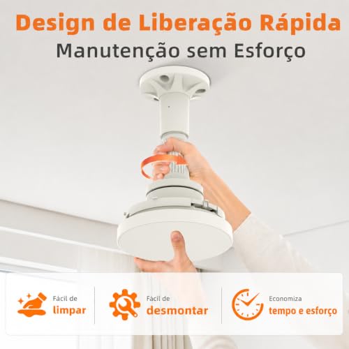 Ventilador de Teto com Luz 36", Instalação Fácil, Fluxo de Ar Potente, Motor DC Reversível, Controle Remoto e Luz Regulável
