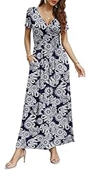 CATHY Women Short Sleeve Deep V-Neck Casual Long