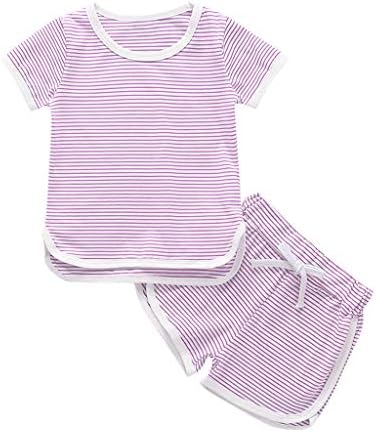 Little Kids Pajamas Sets,Jchen Baby Kids Boys Girls Summer Striped Tops Shorts Homewear Sleepwear Casual Outfits for 1-5 Yrs