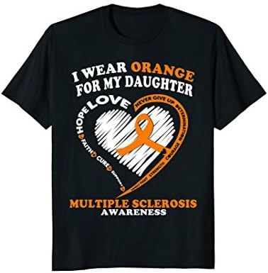Mens Multiple Sclerosis Shirt - I Wear Orange For My Daughter 2XL Black
