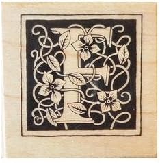 PSX Botanical F Letter Flower Monogram Initial Rubber Stamp B-2018