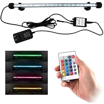 COVOART LED Aquarium Light, 15 inches Fish Tank Light RGB Color Underwater Light Submersible Crystal Glass Lights
