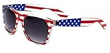 Classic American Patriot Flag Wayfarer Style Sunglasses USA (Gray Lens)