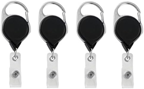 Carabiner Badge Reels - No Twist - Clear Strap - 4 pack