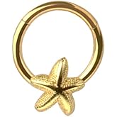 Pierced Owl 16GA 316L Stainless Steel Starfish Hinged Segment Clicker Ring