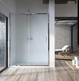 MAMPARA DE DUCHA FRONTAL 1 FIJO + 1 PUERTAS CRISTAL NEWCARGLASS (120 a 129) 