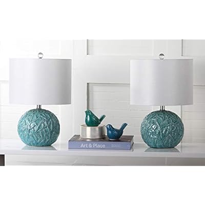 SAFAVIEH Lighting Collection Robinson Coastal Beach House Coral Reef Light Blue Round 21-inch Bedroom Living Room Home… 41PjorFQrIL