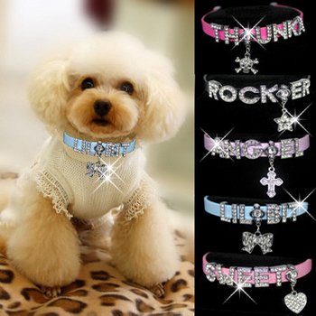 HOW'S YOUR DOG "Bling-a-licious" Name-Me Personalized Necklace for Dogs and Cats - Size Medium