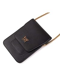 Zoppen - Bolso bandolera de piel para mujer con correa de cadena