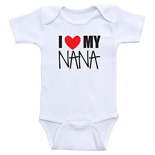 Cute Baby Onesie "I Love My Grandma, Nana or Mimi" Baby Clothes (3mo-Short Sleeve, Nana Text)