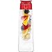 Vremi 24 Oz Fruit Infused Water Bottle - BPA Free Sports Water Bottle with Fruit Infuser Filter and Flip Top Lid Cap - Large Tritan Plastic Eco Drinking Clear Reusable Travel Water Bottles - Red