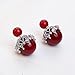 Fashion Jewelry MISASHA Double Ball Sided Imitation Pearl Double Earrings for Women (Red)