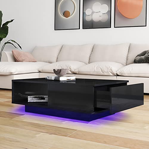 Mjkone LED Coffee Tables for Living Room, 43.3" L x 23.6" W x 12.2" H Modern Coffee Furniture