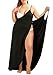 Plus Size Chuanqi Women's Spaghetti Strap Cover Up Beach Backless Wrap Long Dress Black 4X