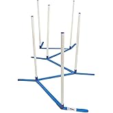Cool Runners Agility Weave Poles Adjustable 6 Pole Set with Grass Stakes, White